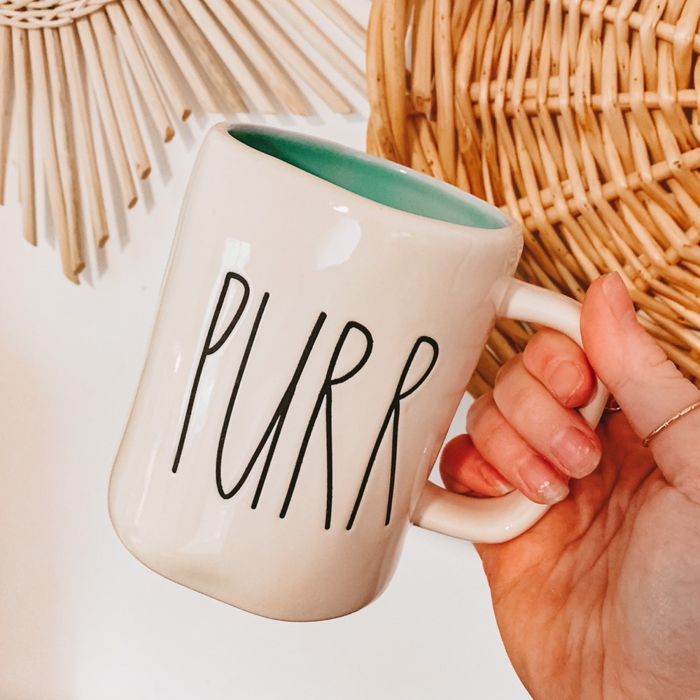 Rae Dunn ‘Purr’ White Blue Collectable Coffee Mug